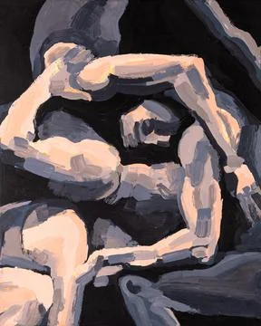 Men Performance Dance Pose Painting Stock Illustration