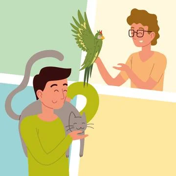 Men with pets Stock Illustration