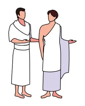 Men pilgrim hajj on white background Stock Illustration