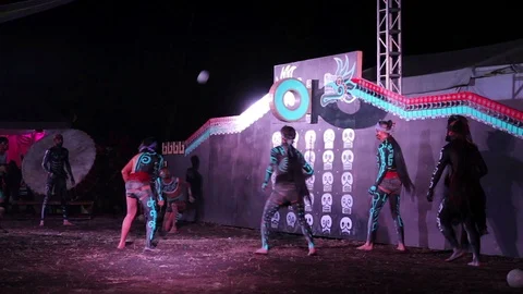 Men play the aztec ball game using their elbows. Stock Footage 98067923