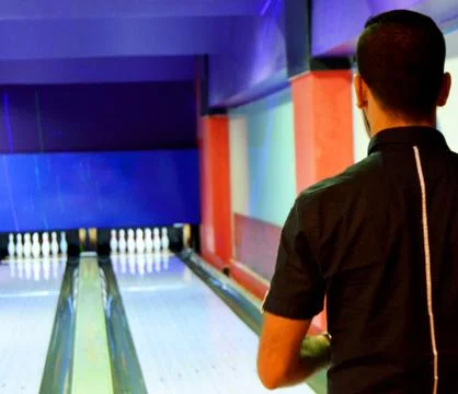 Men play bowling Stock Photos
