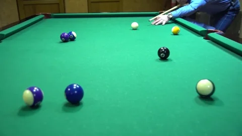 Men play a game of billiards. Stock Footage 73344402