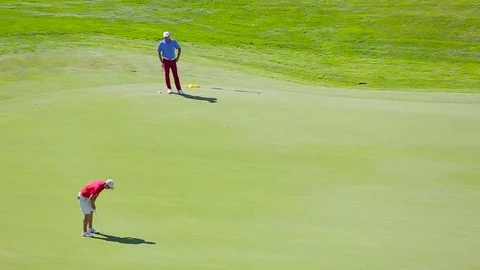Men play golf top view Stock Footage 75391207