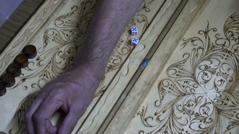 Men playing backgammon,wooden Board,roll the dice Stock-Footage 77926204