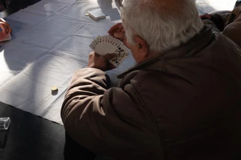 Men Playing Cards Stock Photos