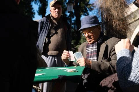 Men Playing Cards Stock Photos
