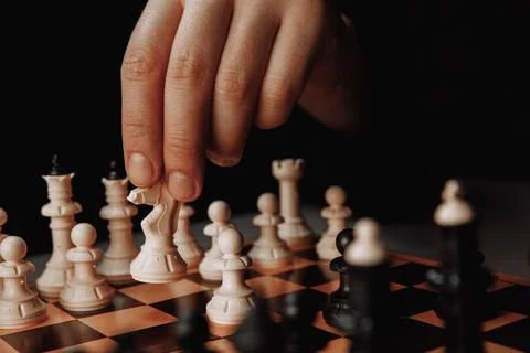 Men is playing chess Stock Photos