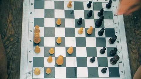 Men playing chess at the table, top view Stock Footage 95622104
