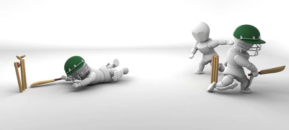 Men playing cricket Stock Illustration