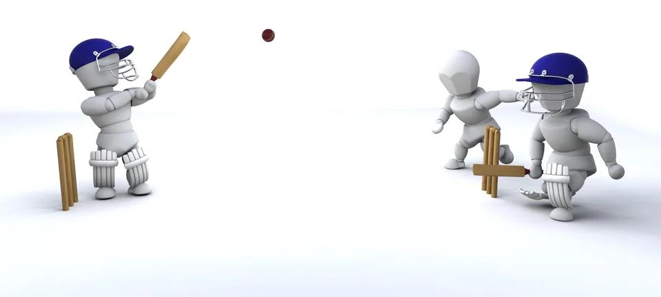 Men playing cricket Stock Illustration