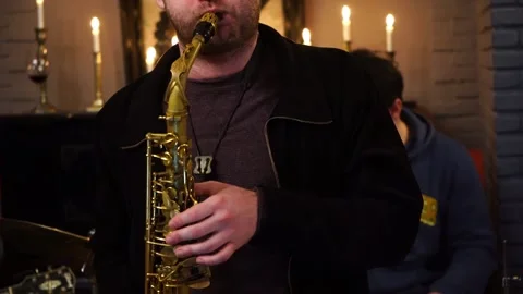 Men Playing Saxophone. Close Up Of Men Playing Saxophone Stock Footage 133641804
