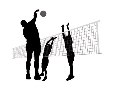 Men playing volleyball Stock Illustration