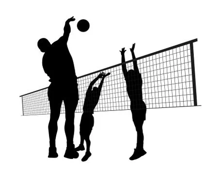 Men playing volleyball Stock Illustration