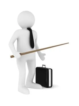 Men with pointer. Isolated 3d image Illustrazione stock