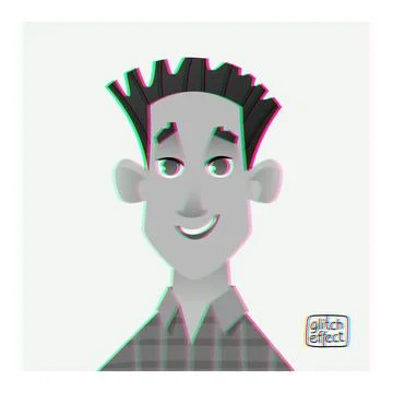 Men portrait in style Effect Screen Glitch. Avatar, user face for a web forum or イラスト素材