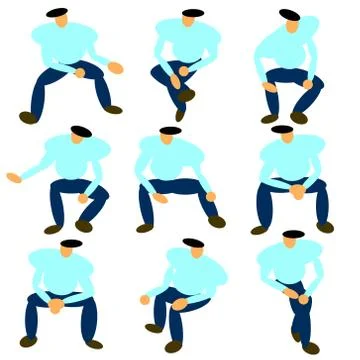 Men posing sitting Stock Illustration