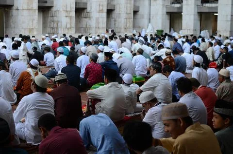 Men pray at the mosque Stock Photos