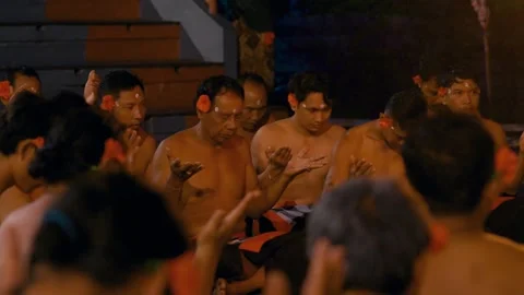 Men Praying And Move Performing Kecak Dance, Bali 動画素材 261797760