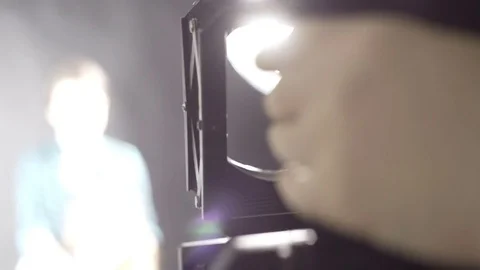 Men prepare the camera to shoot Stock Footage 71587475