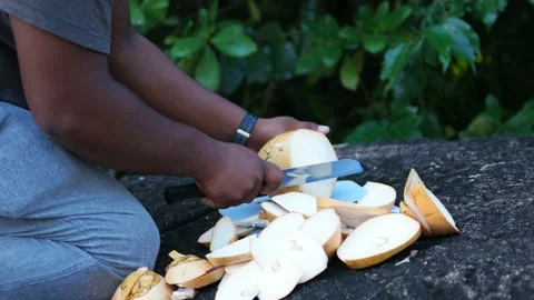 Men preparing fresh coconut juice in Sri Lanka Stock Footage 182081693