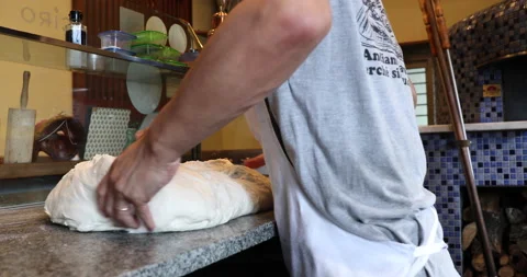 Men preparing pizza dough Stock Footage 161901345