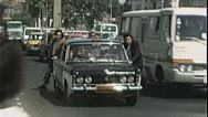 Men Push Dead Taxi Cairo Street Scene 1970S Vintage 8Mm Film Home Movie 7379 Stock Footage