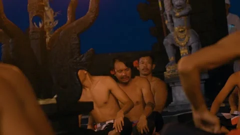 Men Put Hands In Air And Move Performing Kecak Dance, Bali 動画素材 261797757