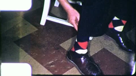MEN Putting on ARGYLE SOCKS 1950s Vintage 8mm Film Home Movie 6131 Stock Footage 12657008