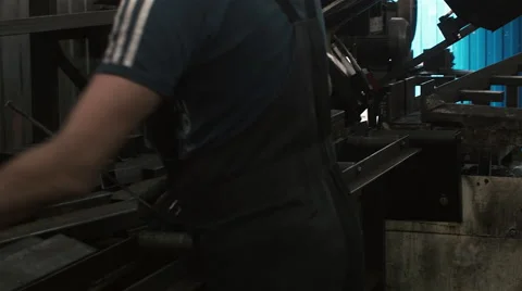 The men is putting a pipe for bending. Stock Footage 67502526