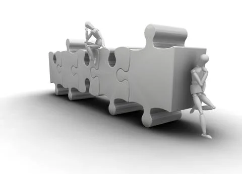 Men on puzzle pieces Stock Illustration