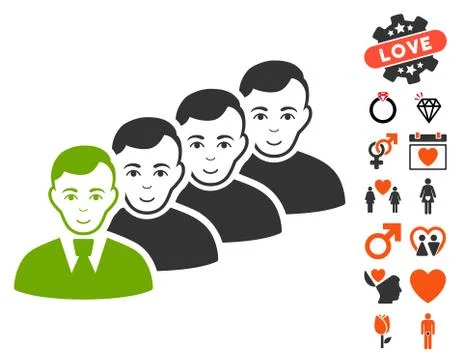 Men Queue Icon with Lovely Bonus Stock Illustration