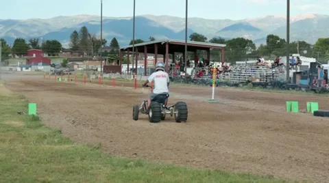 Men racing sand drag ATV motorcycles P HD 1353 Stock Footage 11340876
