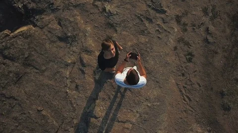 Men with rc on shore Stock Footage