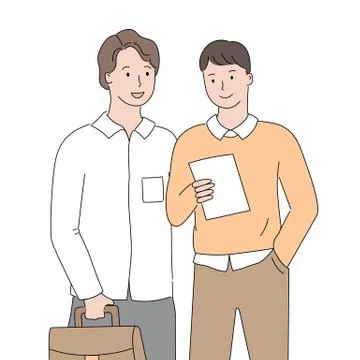 Men Reading Note, Male with Briefcase Businessmen Stock Illustration