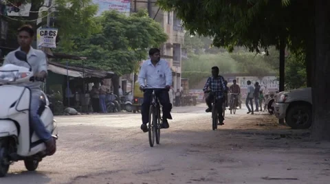 Men Ride Bicycles in India Stock Footage 47240900