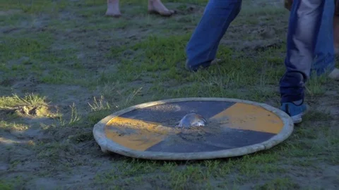 Men run beside the shield Stock Footage 82404881