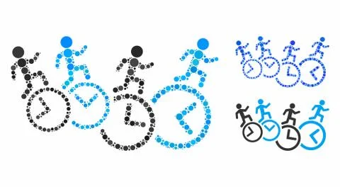 Men running over clocks Composition Icon of Spheric Items Ilustração Stock