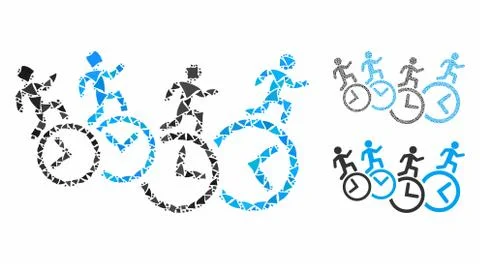 Men running over clocks Composition Icon of Bumpy Items Stock Illustration
