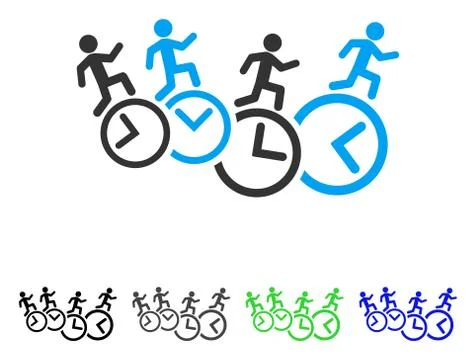 Men Running Over Clocks Flat Icon Ilustração Stock