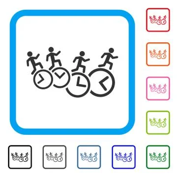 Men Running Over Clocks Framed Icon Ilustração Stock