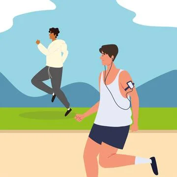 Men running at park Ilustração Stock