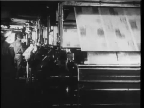 Men running printing presses, 1930s Stock Footage 260257532