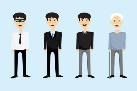 Men from school age to old age. Stock Illustration
