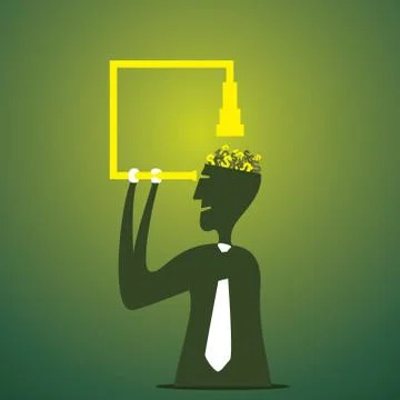 Men see the brain by binocular for any new idea concept vector Stock Illustration