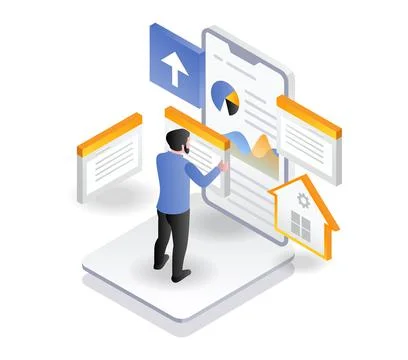 Men selecting and analyzing data Stock Illustration