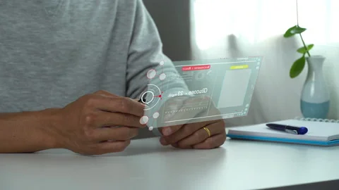 A men self blood testing for analysis , show result with data hologram. Stock Footage 220901697