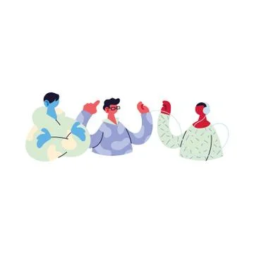 Men sharing work methods online Stock Illustration
