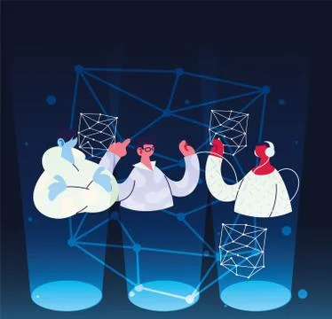 Men sharing work methods online 스톡 일러스트