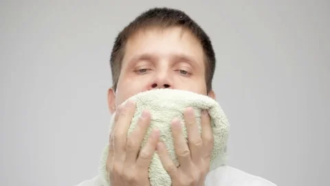 Men shaving process. Last stage Stock Footage 74236367