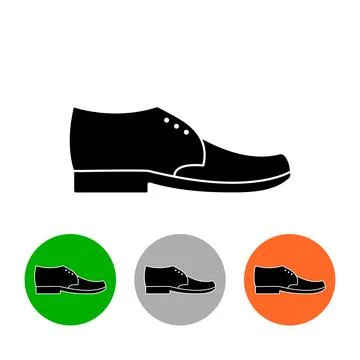 Men shoe linear outline simple icon and round icons with men's boots.  Stock Illustration
